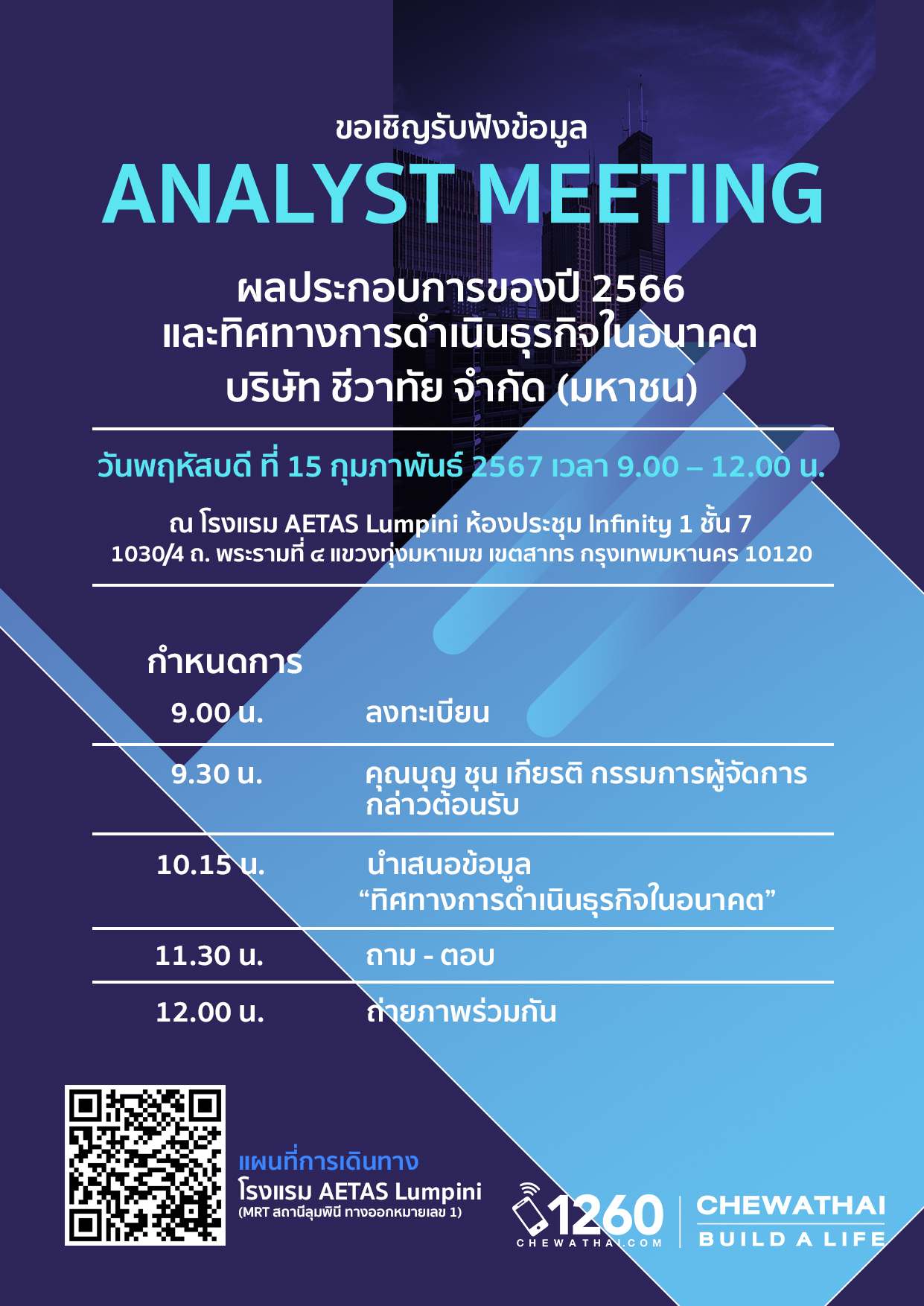 ขอเชิญรับฟังข้อมูล CHEWA ANALYST MEETING ผลประกอบการของปี 2566